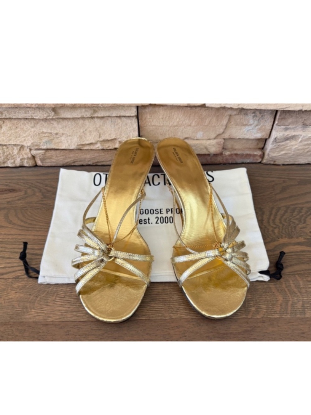 Share Golden Goose Nico Gold Kitten Heels Size 42